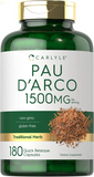 PAU D'Arco Capsules | 1500Mg | 180 Count | Non-Gmo, Gluten Free | Herbal Supplement