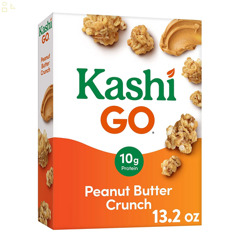 Kashi GO Cold Breakfast Cereal, Vegan Protein, Fiber Cereal, Peanut Butter Crunch, 13.2Oz Box (1 Box)