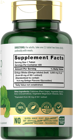 Ginkgo Biloba 3000Mg | 400 Tablets | Non-Gmo, Gluten Free