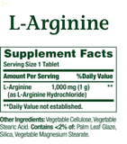 L-Arginine By Nature's Bounty, Blood Flow and Vascular Function Health, 1000 Mg, 50 Tablets
