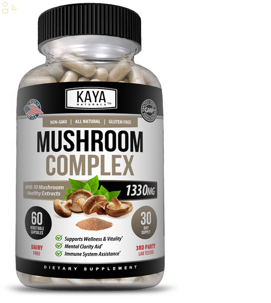 10X Mushroom Complex Supplement, Lions Mane, Reishi, Shiitake, Immune Capsule