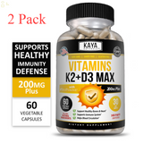 (2 Bottles) Vitamin K2 (MK7) D3 5000 IU Supplement, Bioperine Capsules, Immune