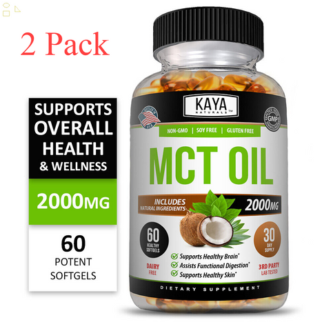 (2 Pack) MCT Oil 60Ct. Softgel 2000 Mg Serving Weight Loss, Energy, Inflammation