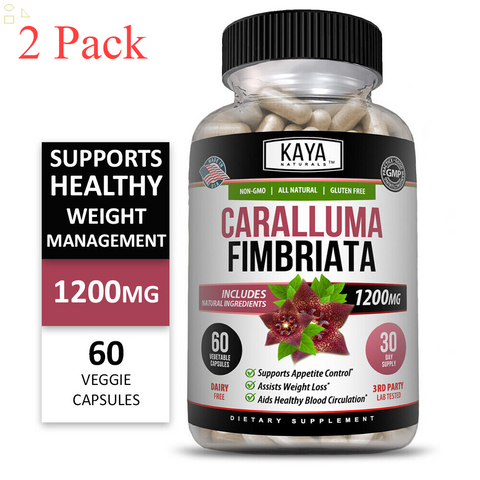 (2 Pack) Caralluma 60Ct.- 1200Mg High Potency, Weight Loss, Appetite Control