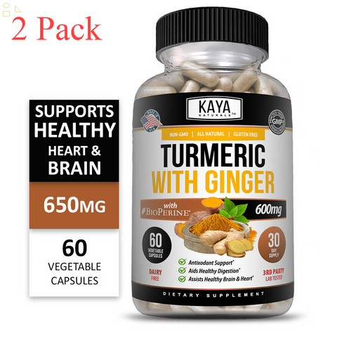 (2 Pack) Turmeric Curcumin with Ginger + Black Pepper, Joint Pain Maxx Strength