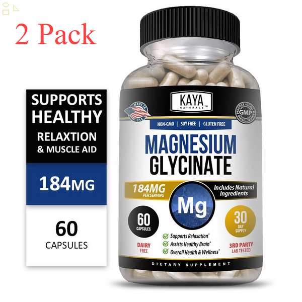 (2 Pack) Magnesium Glycinate RLS Sleep Aid, anti Cramp, Joint & Bone Support