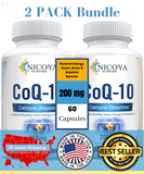 Coenzyme Coq10 200Mg Capsules Heart & Energy Support, Antioxidant - 2 Pk Bundle