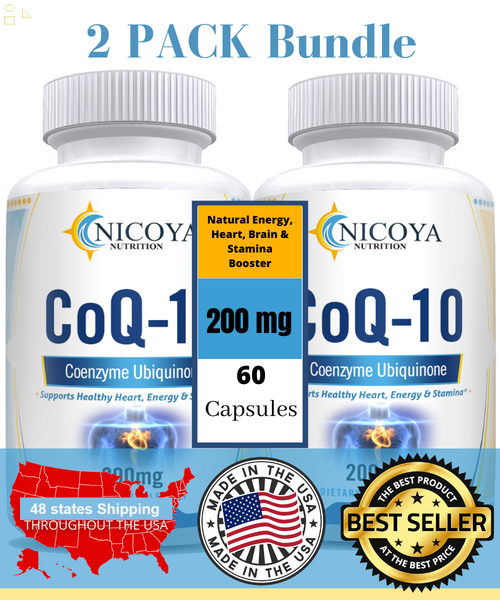 Coenzyme Coq10 200Mg Capsules Heart & Energy Support, Antioxidant - 2 Pk Bundle