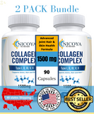 Collagen Peptides Pills Hydrolyzed Anti-Aging (Types I,II,III,V,X) 1800Mg 2 Pack