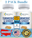 Turmeric Curcumin with Ginger & Bioperine Joint Pain Relief & Heart Health 2 Pk