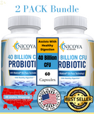 Probiotics 40 Billion CFU- Digestive Immune Health, Gas Relief Supplement 2 Pack