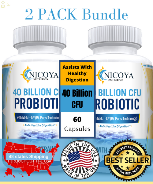 Probiotics 40 Billion CFU- Digestive Immune Health, Gas Relief Supplement 2 Pack