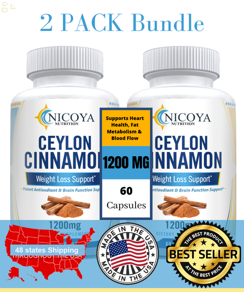 Organic Ceylon Cinnamon Supplement Pills, Blood Sugar Support -1200Mg 2 Pack