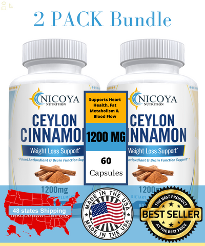 Organic Ceylon Cinnamon Supplement Pills, Blood Sugar Support -1200Mg 2 Pack