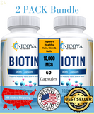 Advanced Natural Biotin Supplement for Fast Hair Growth [2 Pack] #120 Count