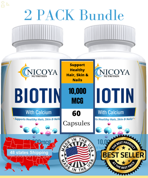 Advanced Natural Biotin Supplement for Fast Hair Growth [2 Pack] #120 Count