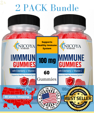 Elderberry Immune Support Gummies W/ Vitamin C, Overall Wellness, Digestion 2PK