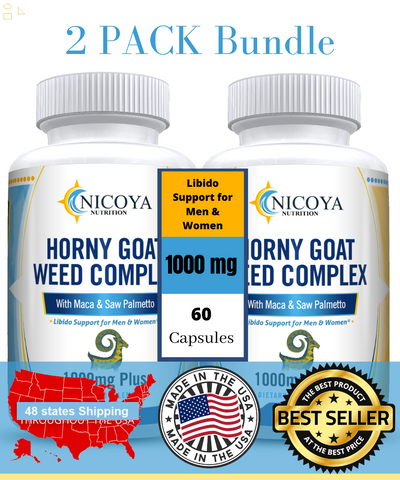 Horny Goat Weed Sexual Enhancer, Saw Palmetto, Ginseng, for Men & Women 2 PK