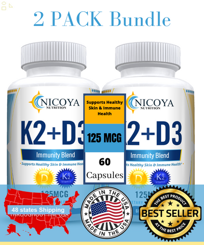 K2 (MK7) + D3 for Bone & Heart Health Non GMO & Gluten Free Easy Swallow 2 Pack