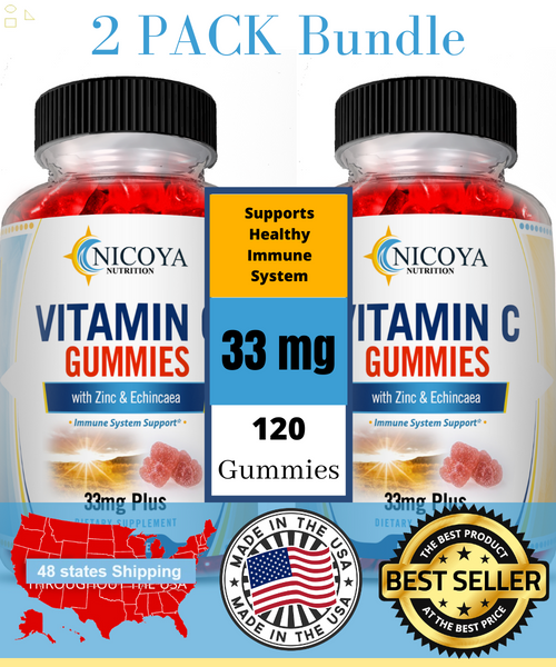 Vitamin C Gummies Immune System Support, with Zinc & Echinacea 2 Pack