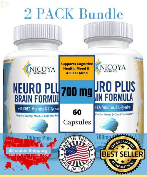 Neuro Brain & Focus, Memory, Function, Clarity, Mood, Stress -Nootropic (2 Pack)