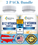 Vitamin B-12 Complex, B Vitamins for Energy, Cardio, Eyes & Nervous System 2PK