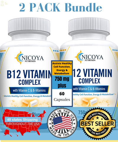 Vitamin B-12 Complex, B Vitamins for Energy, Cardio, Eyes & Nervous System 2PK