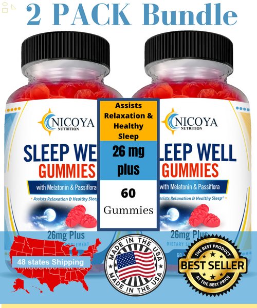 Natural Sleep Well Gummies- Melatonin Sleep Support for the Whole Family 2 PACK