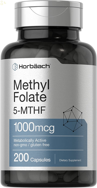 Methyl Folate 1000 Mcg | 200 Capsules | 5-MTHF | Folic Acid Supplement | Non-Gmo, Gluten Free Methylfolate 