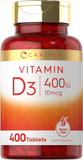 Vitamin D3 | 400Iu (10Mcg) | 400 Tablets | Value Size | Vegetarian, Non-Gmo, and Gluten Free Formula | Vitamin D Supplement