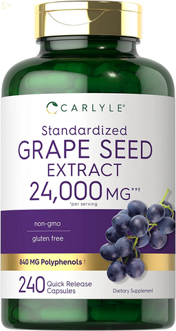 Grape Seed Extract 24,000 Mg Equivalent 240 Capsules | Maximum Strength Standardized Extract | Non-Gmo, Gluten Free