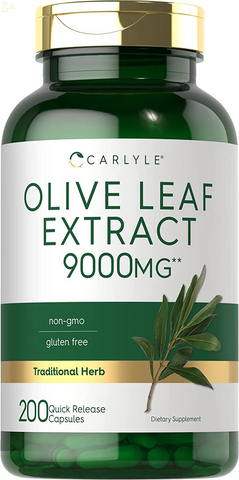 Olive Leaf Extract Capsules | 9000Mg | 200 Count | Non-Gmo, Gluten Free | High Potency Supplement