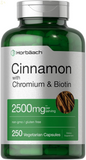 Cinnamon Capsules 2500Mg | 250 Count | with Chromium & Biotin | Vegetarian, Non-Gmo, Gluten Free | by