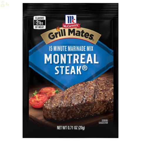 Mccormick Grill Mates Gluten Free Montreal Steak Marinade Seasoning Mix, 0.71 Oz Envelope