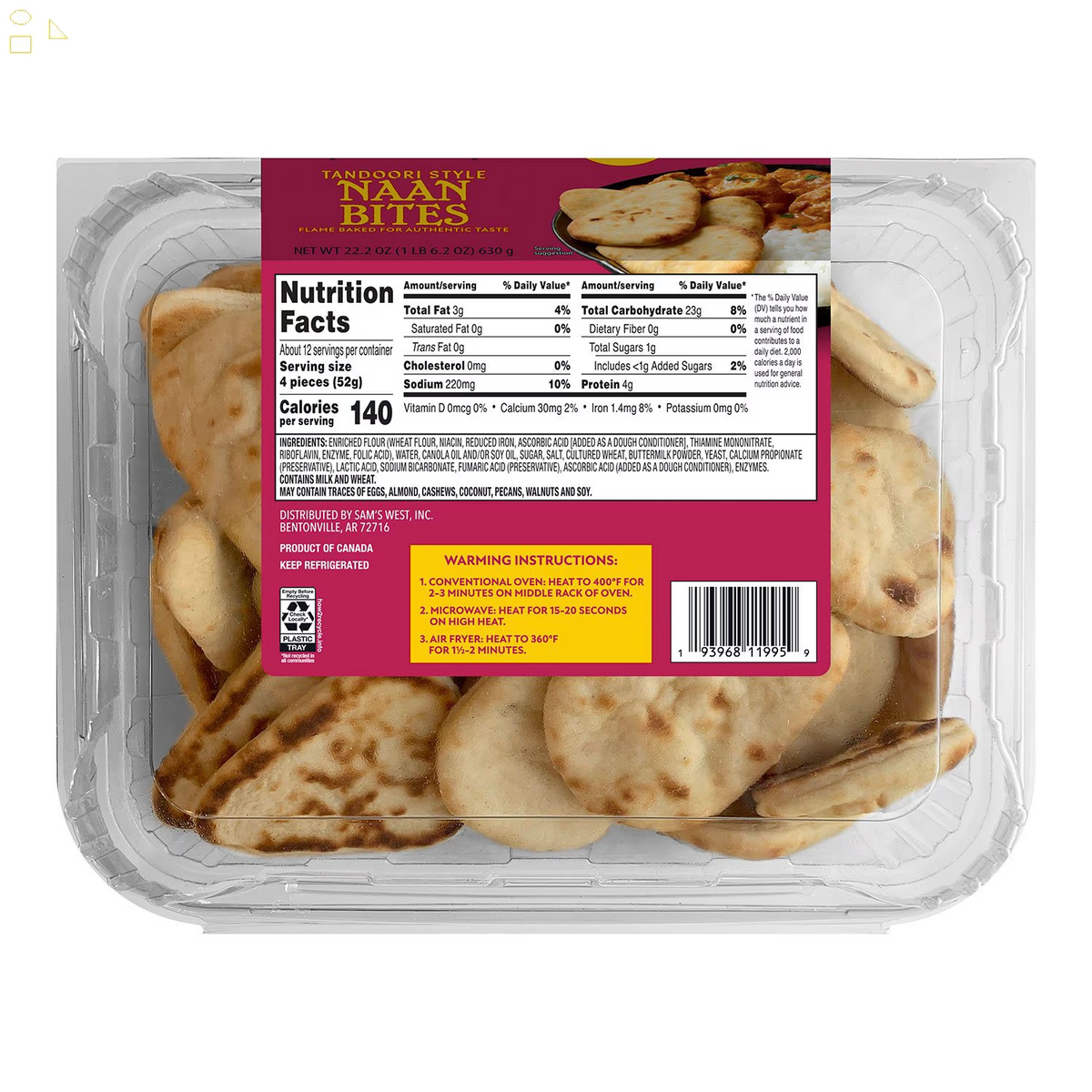 Member'S Mark Tandoori Style Naan Bites, 222 Oz.