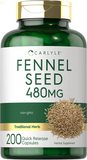 Fennel Seed 480Mg | 200 Capsules | Herbal Supplement | Non-Gmo