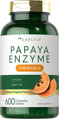 Papaya Enzyme Chewable Tablets | 600 Count | Vegetarian, Non-Gmo, Gluten Free Formula | Tropical Flavor