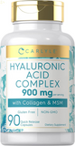 Hyaluronic Acid with Collagen 900Mg | 90 Capsules | with MSM | Hydrolyzed Collagen Complex | Non-Gmo, Gluten Free Supplement