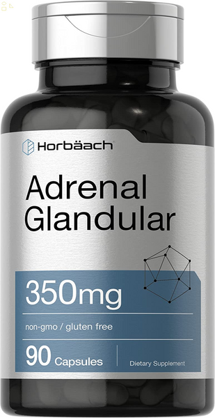 Raw Adrenal Glandular | 350 Mg | 90 Capsules | Non-Gmo, Gluten Free Supplement | by