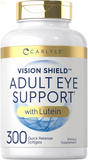 Adult Eye Support | 300 Capsules | with Lutein and Zeaxanthin | Non-Gmo and Gluten Free Supplement