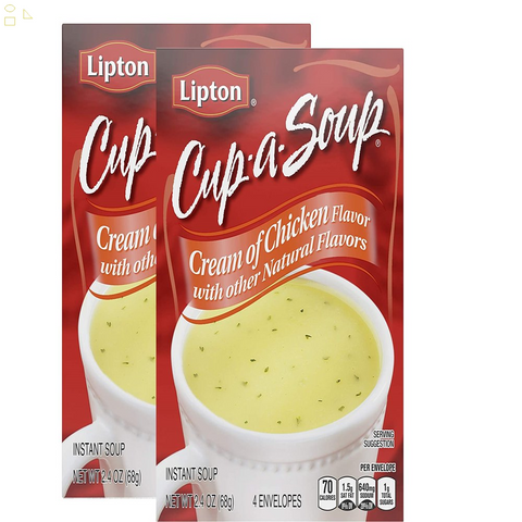 Lipton Cup-A-Soup Instant Soup for a Warm Cup of Soup Cream of Chicken Only 70 Calories per Serving 2.4 Oz 2 Envelopes souphold