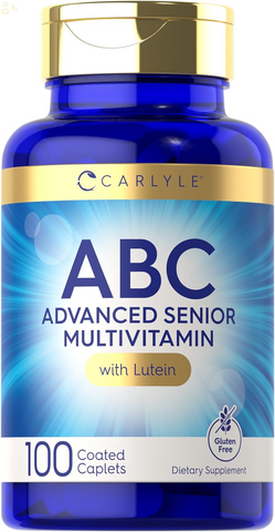 Senior Multivitamin for over 60 | 100 Caplets | with Lutein & Lycopene | ABC Advanced Supplement for Men and Women | Non-Gmo, Gluten Free