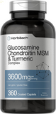 Glucosamine Chondroitin MSM | 3600 Mg | 360 Caplets | Advanced Formula with Turmeric | Non-Gmo, Gluten Free