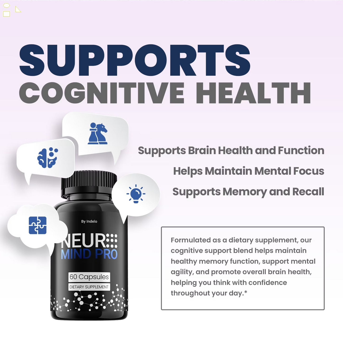 Neuro Mind Pro Capsules – Neuromind Pro Natural Blend Memory Focus Support Supplement, 1 Pack, 60 Capsules