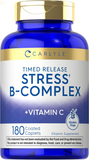 Stress B Complex Vitamin Supplement | 180 Caplets | with Vitamin C | Non-Gmo and Gluten Free