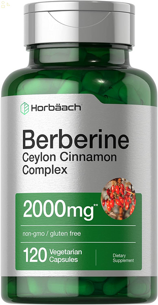 Berberine plus Ceylon Cinnamon | 2000Mg | 120 Veggie Capsules | Vegetarian, Non-Gmo & Gluten Free Supplement | Berberine Complex | by Horbaach