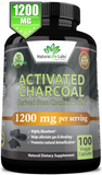 Organic Activated Charcoal Capsules 1200Mg Highly Absorbent Helps Alleviate Gas