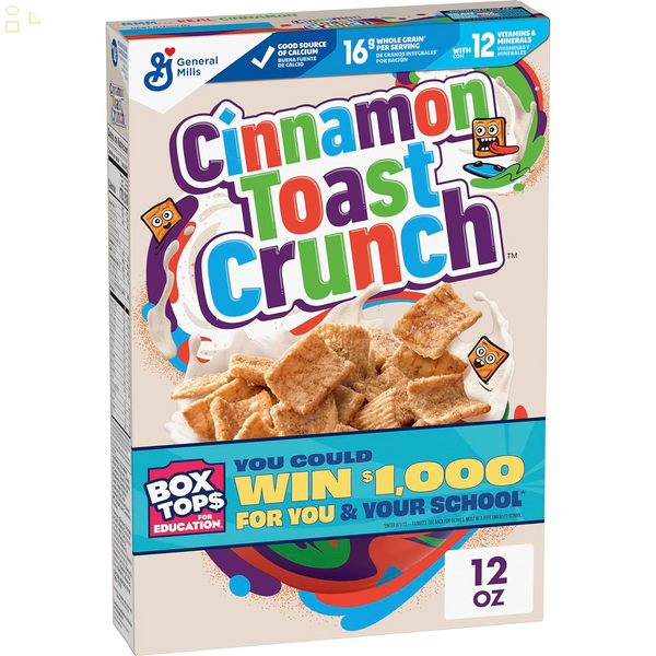 Original Cinnamon Toast Crunch Breakfast Cereal, Crispy Cinnamon Cereal, 12 OZ Cereal Box