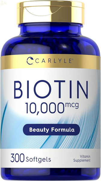 Biotin 10000Mcg | 300 Softgels | Max Strength | Non-Gmo, Gluten Free Supplement