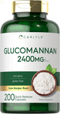Glucomannan Capsules | 200 Count | Soluble Fiber Pills | Non-Gmo, Gluten Free Supplement